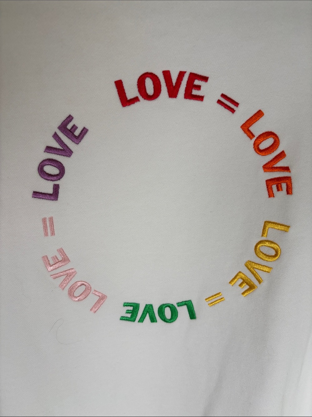 7 For All Mankind Rainbow Embroidered Love Pride Sweatshirt – White – Size Small